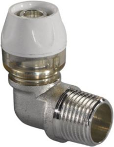 UPONOR RTM insteekkoppeling knie koppeling 90gr 20mm x 3 4"messing(insteek x buitendraad )