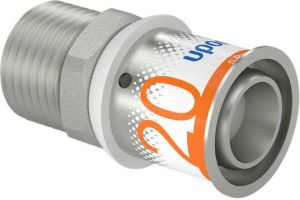 UPONOR Puntstuk recht S press plus 20mm x 1 2"(pers x buitendraad)messing 10 bar