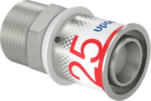 UPONOR Puntstuk recht S press plus 25mm x 3 4"(pers x buitendraad)messing 10 bar