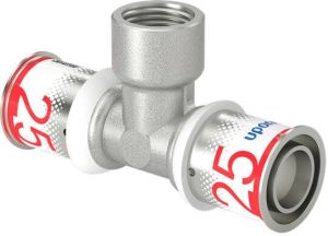 UPONOR T stuk S press plus 25mm x 1 2"x 25mm(pers x binnendraad x pers ) messing