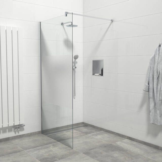 Van Marcke Inloopdouche 100x200cm veiligheidsglas band mat glas anti kalk chroom 20005671