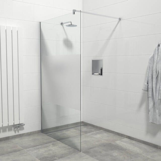 Van Marcke Inloopdouche 120x200cm veiligheidsglas band mat glas anti kalk chroom 20005672