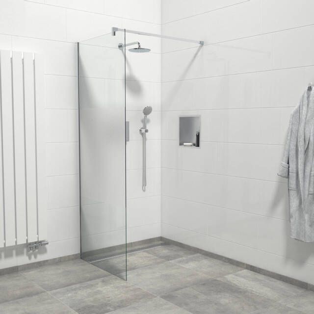 Van Marcke Inloopdouche 80x200cm veiligheidsglas band mat glas anti kalk chroom 20005669