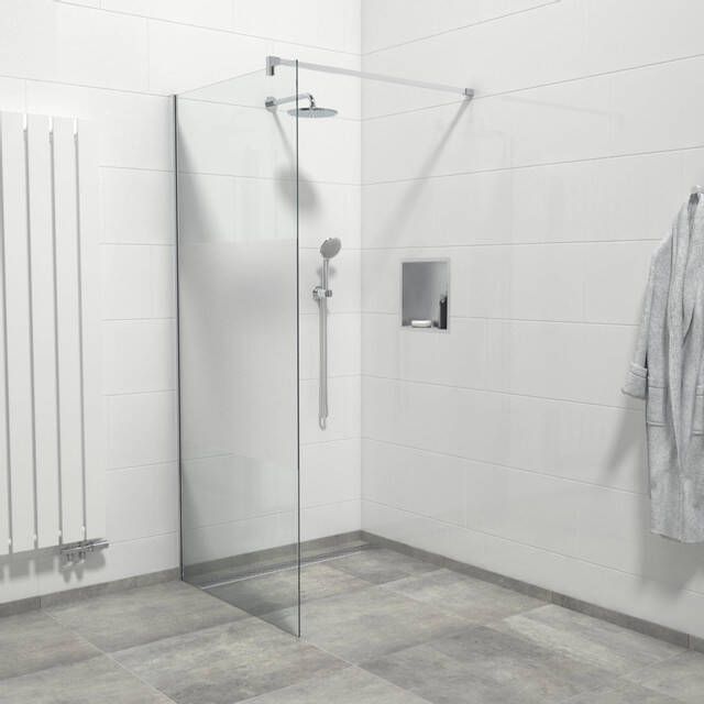 Van Marcke Inloopdouche 90x200cm veiligheidsglas band mat glas anti kalk chroom 20005670