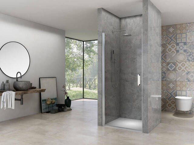 Van Rijn Products Nisdeur 6 mm helder glas incl. glasbehandeling chroom beslag inclusief dichtingen deuren zijn omkeerbaar (710-730) x 2000 mm ST02LP10071