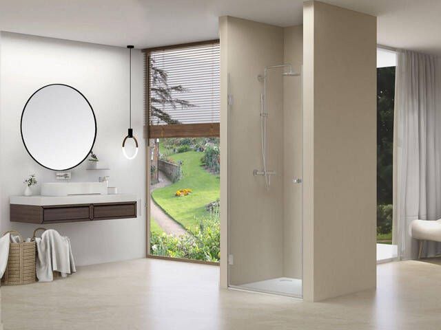 Van Rijn Products Nisdeur 8mm helder Clearglas chroom beslag HxB 2000 x 870 voor nis 900mm incl. dichtingen ST01LP10090
