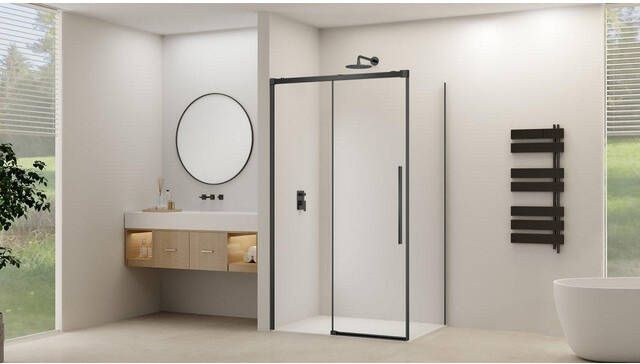 Van Rijn Products Schuifdeur voor hoekcabine incl. soft-close helder glas incl. glasbehandeling (1765-1815) x 2000 Zwart beslag ST09350180HEZW