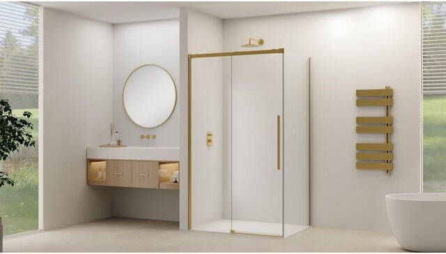 Van Rijn Products Schuifdeur voor hoekcabine incl. soft-close helder glas incl. glasbehandeling (1765-1815) x 2000 Geborsteld Messing beslag ST09350180HESB