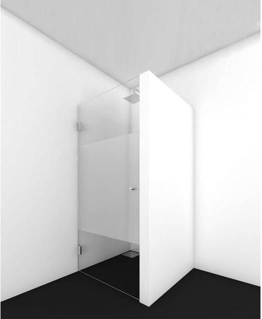 Van Rijn Products ST01 Nisdeur 70x200cm helder Clearglas dikte 8mm met geprinte baan 100cm RVS ST0110070GSRVS