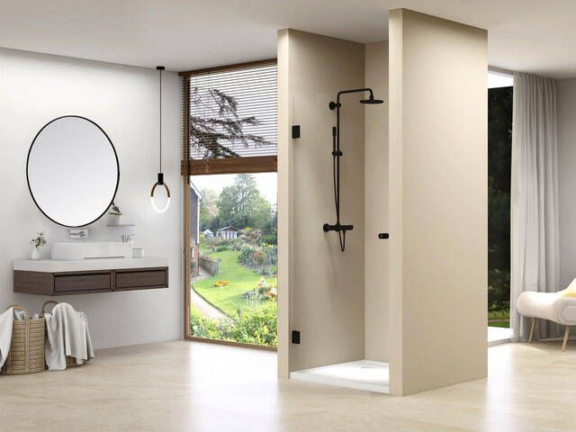 Van Rijn Products ST01 Nisdeur 80x200cm helder Clearglas dikte 8mm zwart ST0110080ZW