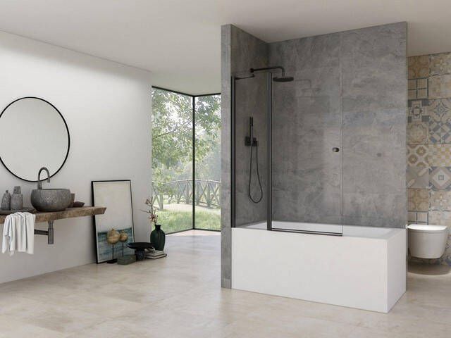 Van Rijn Products ST02 Badwand 120x150cm incl glasbehandeling zwart ST02900ZW