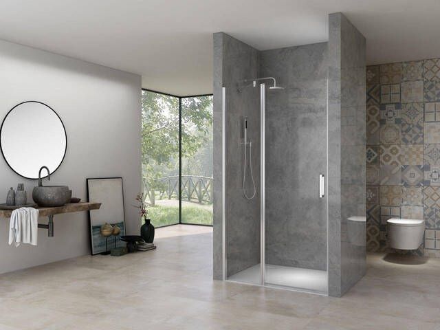 Van Rijn Products ST02 Nisdeur 98x200cm helder glas dikte 6mm incl. glasbehandeling chroom ST02LP300100