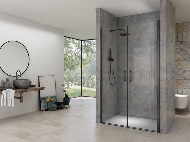 Van Rijn Products ST02 Saloondeur 100x200cm incl glasbehandeling incl muurprofiel zwart ST02400100ZW