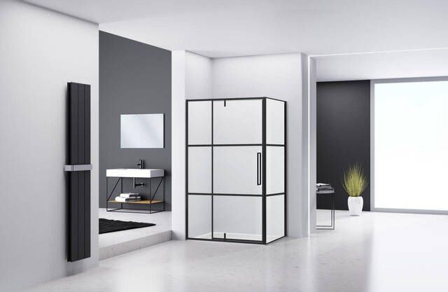 Van Rijn Products ST04 Douchecabine 118x100x200cm helder glas dikte 6mm zwart ST04350100120KP