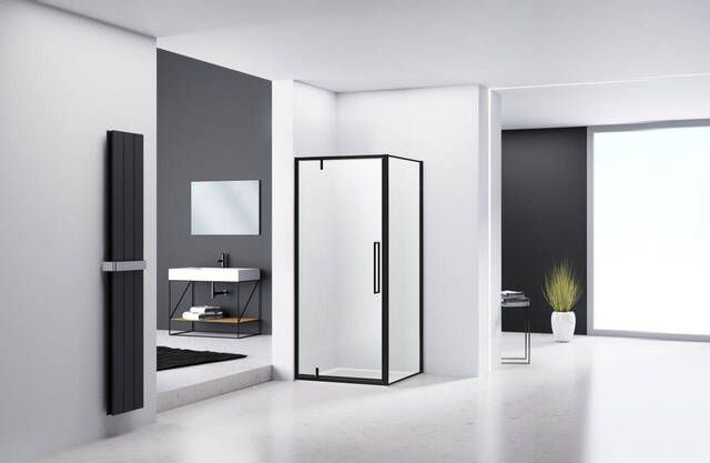 Van Rijn Products ST04 Hoekcabine 90x90x200cm helder glas dikte 6mm zwart ST0415090KP