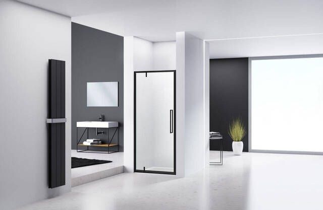 Van Rijn Products ST04 Nisdeur 100x200cm helder glas dikte 6mm zwart ST04100100KP