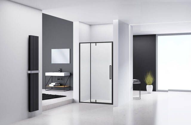 Van Rijn Products ST04 Nisdeur 120x200cm helder glas dikte 6mm zwart ST04300120KP