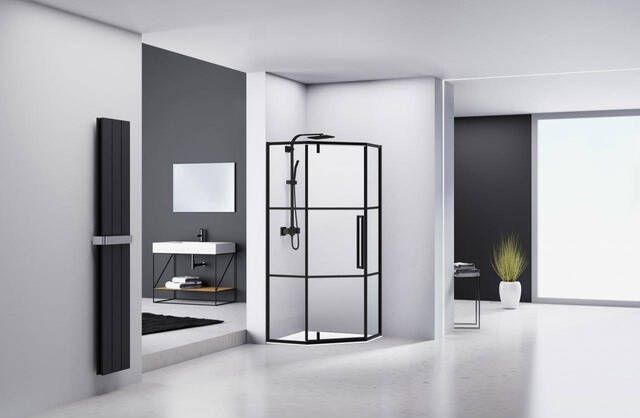 Van Rijn Products ST04 Vijfhoek zwart incl. glasbehandeling 6mm glas 2 lijnen zeefdruk L R draaiend 97-98 x 200 ST041000100