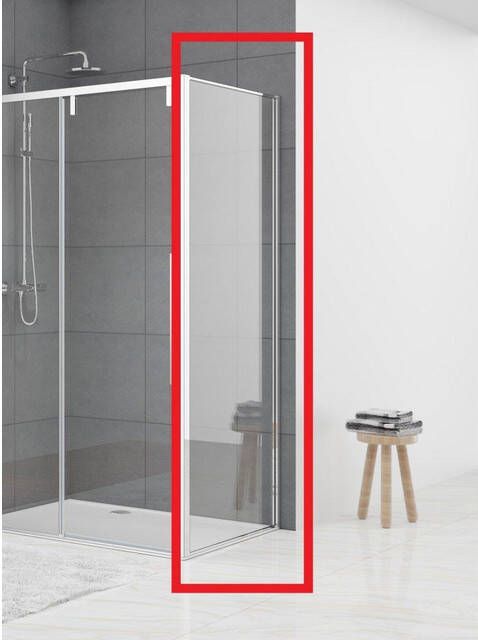 Van Rijn Products ST06 Vaste Wand 70x200cm Helder glas dikte 8mm tbv hoekcabine muurprofiel Chroom ST0635070W