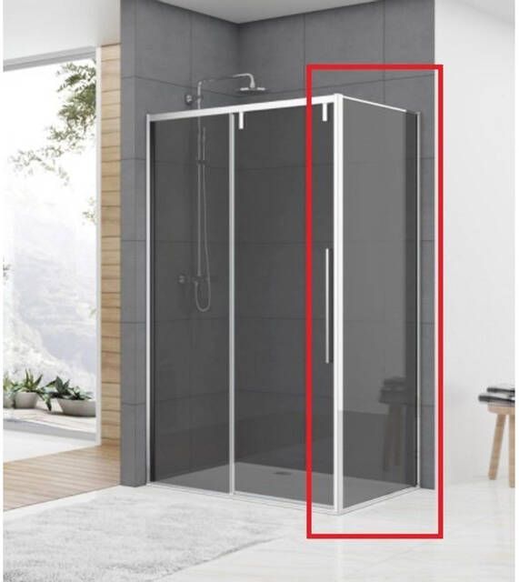 Van Rijn Products ST06 Wand 88.5x200cm rookglas dikte 8mm tbv hoekcabine chroom ST0635090WGR
