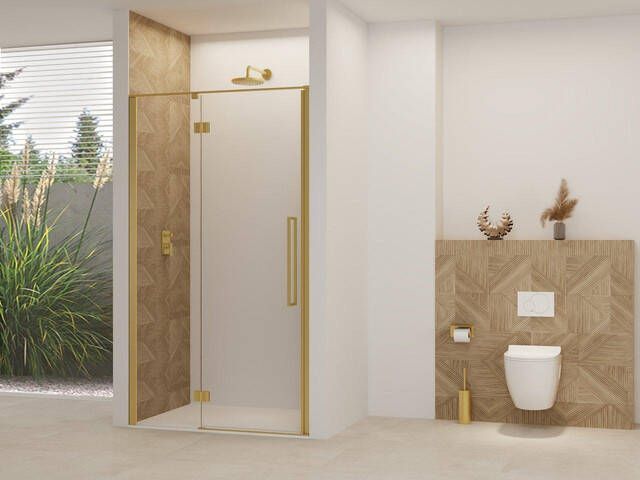 Van Rijn Products ST07 Deur vast deel 138x200cm helder glas stabilisatiestang Messing Geborsteld ST07300140HESB