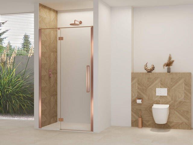 Van Rijn Products ST07 Deur vast deel 88x200cm helder glas stabilisatiestang Koper Geborsteld ST0730090HESC
