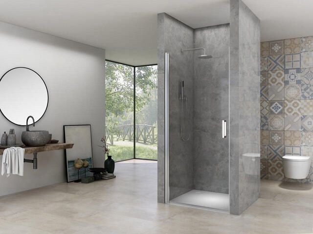 Van Rijn Products ST02 Nisdeur 60x200cm helder glas dikte 6mm incl. glasbehandeling chroom ST02LP10059