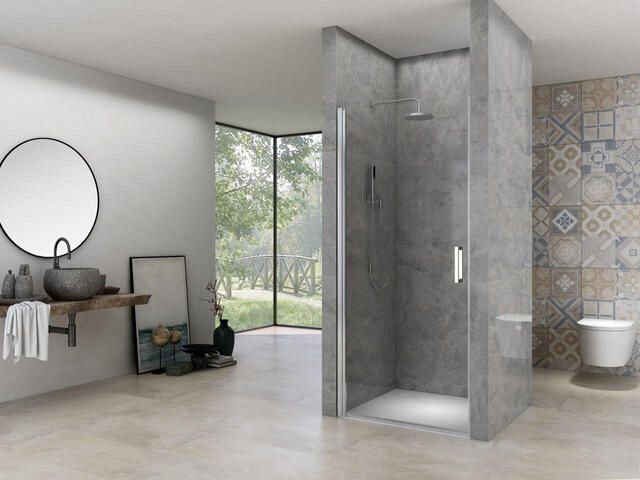 Van Rijn Products ST02 Nisdeur 86x200cm helder glas dikte 6mm incl. glasbehandeling chroom ST02LP10085