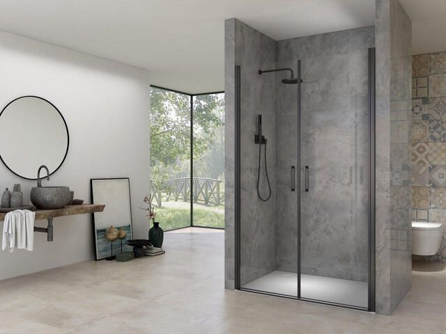Van Rijn Products ST02 Saloondeur 90x200cm incl glasbehandeling incl muurprofiel zwart ST0240090ZW