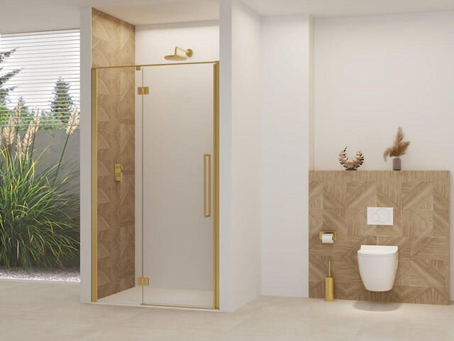 Van Rijn Products ST07 Deur vast deel 108x200cm helder glas stabilisatiestang Messing Geborsteld ST07300110HESB