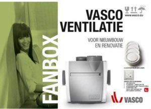 VASCO ventilatie FANBOX. Bestaande uit C400 Basic RF LE ventilatie box Draadloze bediening en 4 luchtventielen