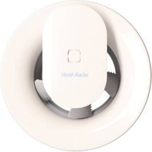 VENT-AXIA Vent Axia SvaraZ app gestuurde keuken badkamer wandventilator aansluitklem O99mm 110m3 h 230V IP44 hxbxd 177x177x81mm zwart
