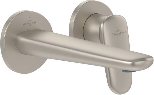 Villeroy & Boch Antao 2-gats eengreeps wandmengkraan zonder Push-Open afvoergarnituur Matt Brushed Nickel (RVS) TVW11100200064