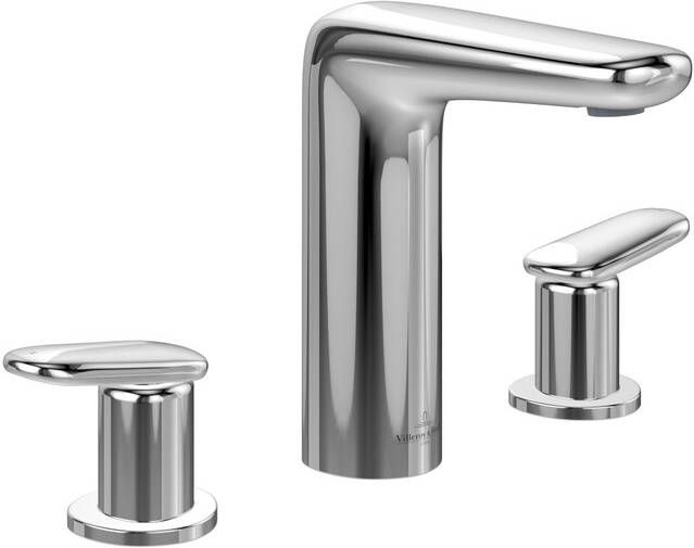 Villeroy & Boch Antao Driegats wastafelkraan met Push-Open afvoergarnituur chroom TVW11100100061