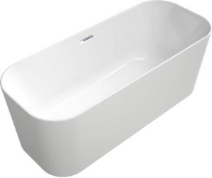 Villeroy & Boch Finion kunststof vrijstaand duobad quaryl ovaal 170x70x48cm incl. push-to-open afvoerplug + overloop chroom wit UBQ177FIN7A100V401
