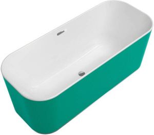 Villeroy & Boch Finion vrijstaand bad 170x70 cm Quaryl met push to open afvoerplug en toevoer wit groen