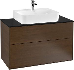 Villeroy & Boch Finion wastafelonderkast 100x60.3cm 2 lades Walnut f10200gn