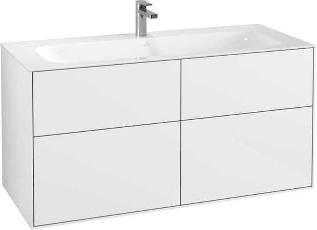 Villeroy & Boch Finion Wastafelonderkast met verlichting 4 uittrekladen 1196 x 591 x 498 mm Glossy White Lacquer G05000GF