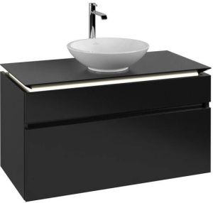 Villeroy & Boch Legato wastafelonderkast 100x55cm 2 lades Black matt b572l0pd