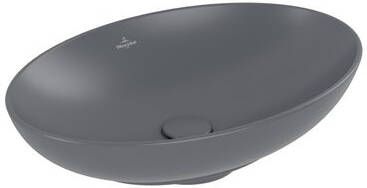 Villeroy & Boch Loop & Friends Opzetwastafel 560 x 380 x 120 mm Grafiet CeramicPlus met overloop ongeslepen