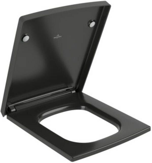 Villeroy & Boch Memento 2.0 closetzitting qr + sc rvs scharnieren p.black C+ 8m24s1r7