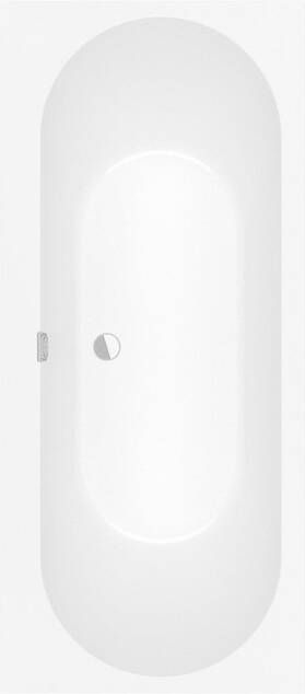 Villeroy & Boch Oberon 2.0 kunststof duobad quaryl rechthoekig 170x75x47cm incl. poten en afvoer- overloopcombinatie mat wit ubq170obr2dv-rw