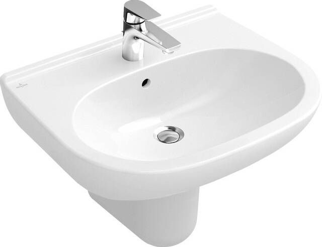 Villeroy & Boch O.novo wastafel 55x45cm met overloop 1 kraangat ceramic+ wit 516055R1