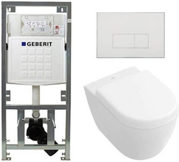 Villeroy & Boch Subway 2.0 compact DirectFlush Toiletset Geberit reservoir softclose quickrelease bedieningsplaat rechthoekige knoppen wit 0701131 1024232 SW706187 1025456