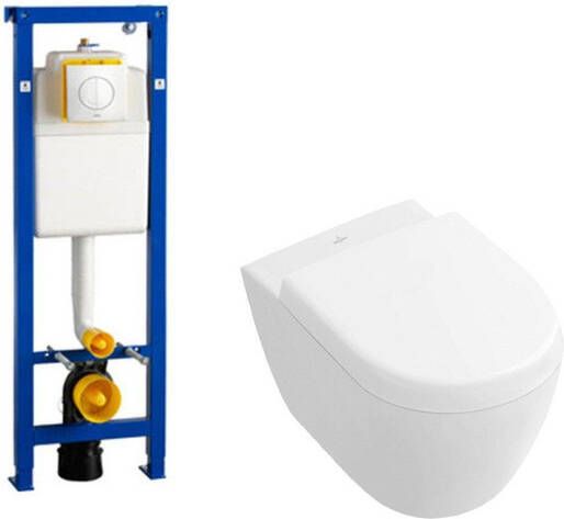 Villeroy & Boch Subway 2.0 compact DirectFlush toiletset met Wisa reservoir en bedieningsplaat softclose met quickrelease wit 1024232 0704406 1025456