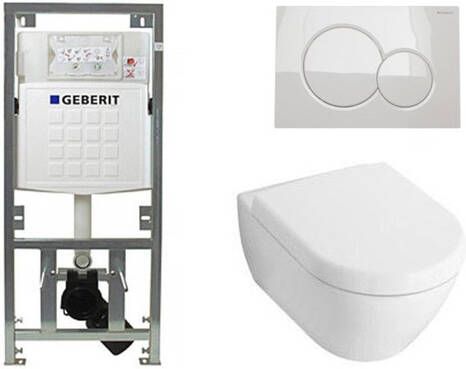 Villeroy & Boch Subway 2.0 Compact met softclose zitting toiletset met geberit inbouwreservoir en sigma 01 drukplaat wit 0701131 1024232 1024229 0700518