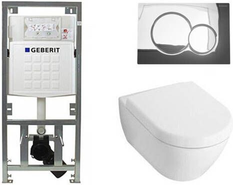 Villeroy & Boch Subway 2.0 compact met softclose zitting toiletset met geberit inbouwreservoir en sigma 01 drukplaat glans chroom 0701131 1024232 1025456 0700519