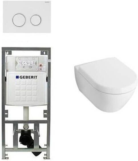 Villeroy & Boch Subway 2.0 Compact met zitting toiletset met geberit inbouwreservoir en sigma20 drukplaat wit 0701131 1024233 1024229 sw53743