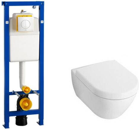Villeroy & Boch Subway 2.0 Compact Toiletset softclose -Wisa XS inbouwreservoir Argos bedieningspaneel wit 1024232 1024229 0704406
