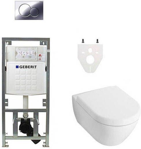 Villeroy & Boch Subway 2.0 DirectFlush ceramic+ toiletset met Geberit reservoir en bedieningsplaat chroom 0701131 0700519 ga26033 ga75539
